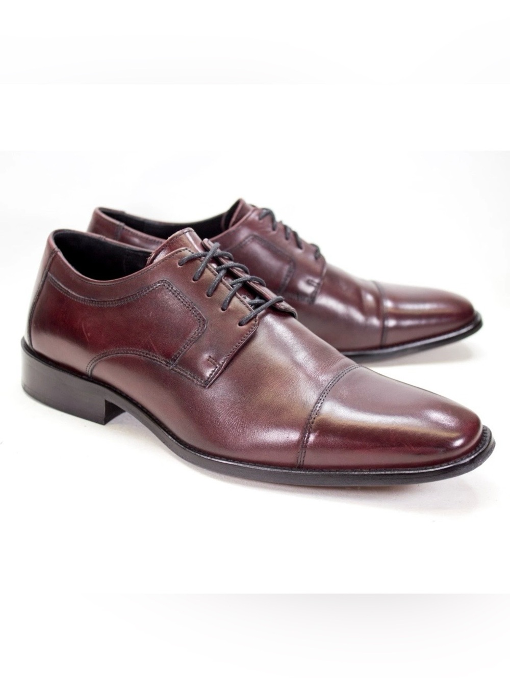 Johnston & Murphy J. Murphy Mens Sz US 10 M Novick Burgundy Cap Toe Oxford Shoes